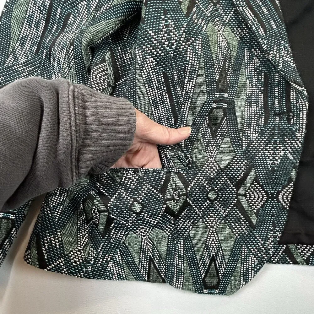 Acoté Anthropologie French Fabric Jacquard Blue Green Artsy Blazer Size 1 - XS-S